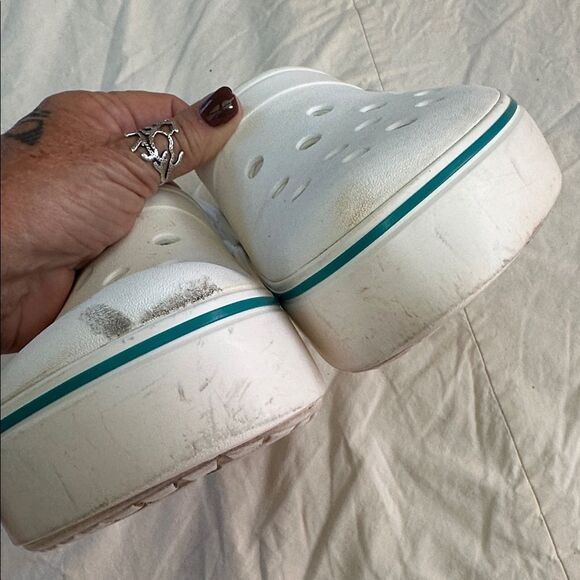 Crocs White Platform Size 9 Women’s 7 Men’s - Picture 6 of 10